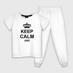 Детская пижама хлопок с принтом Keep calm and в Белгороде, 100% хлопок |  брюки и футболка прямого кроя, без карманов, на брюках мягкая резинка на поясе и по низу штанин
 | keep calm and | блестящий | император | король | корона | популярный | принц | сохраняй | сохраняй спокойствие | сохраняй спокойствие и | спокойствие | текст | только | царь