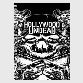 Тетрадь с принтом Hollywood Undead в Белгороде, 100% бумага | 48 листов, плотность листов — 60 г/м2, плотность картонной обложки — 250 г/м2. Листы скреплены сбоку удобной пружинной спиралью. Уголки страниц и обложки скругленные. Цвет линий — светло-серый
 | Тематика изображения на принте: been | bloody nose | california | hell | lyrics | music | octone | official | psalms | records | rock | song | to | vevo | video | кранккор | метал | рэп рок | электроник