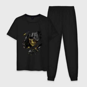 Мужская пижама хлопок с принтом Higgs в Белгороде, 100% хлопок | брюки и футболка прямого кроя, без карманов, на брюках мягкая резинка на поясе и по низу штанин
 | death stranding | kojima | дез стрендинг | кодзима | хиггс | хигс