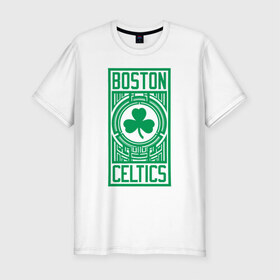 Мужская футболка хлопок Slim с принтом Celtics в Белгороде, 92% хлопок, 8% лайкра | приталенный силуэт, круглый вырез ворота, длина до линии бедра, короткий рукав | 