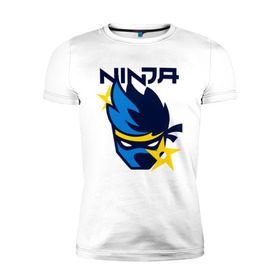 Мужская футболка премиум с принтом FORTNITE NINJA в Белгороде, 92% хлопок, 8% лайкра | приталенный силуэт, круглый вырез ворота, длина до линии бедра, короткий рукав | Тематика изображения на принте: chapter 2 | fortnite | fortnite ninja | ninja | игры | ниндзя | нинзя | сюрекен | фортнайт