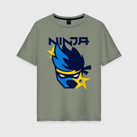 Женская футболка хлопок Oversize с принтом FORTNITE NINJA в Белгороде, 100% хлопок | свободный крой, круглый ворот, спущенный рукав, длина до линии бедер
 | chapter 2 | fortnite | fortnite ninja | ninja | игры | ниндзя | нинзя | сюрекен | фортнайт