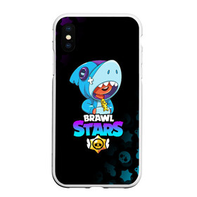 Чехол для iPhone XS Max матовый с принтом BRAWL STARS LEON SHARK в Белгороде, Силикон | Область печати: задняя сторона чехла, без боковых панелей | brawl stars | bull | colt | crow | leon | leon shark | shark | stars | акула | берли | ворон | динамайк | кольт | леон | леон акула | нита | спайк | шелли | эль примо