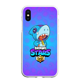 Чехол для iPhone XS Max матовый с принтом BRAWL STARS LEON SHARK в Белгороде, Силикон | Область печати: задняя сторона чехла, без боковых панелей | brawl stars | bull | colt | crow | leon | leon shark | shark | stars | акула | берли | ворон | динамайк | кольт | леон | леон акула | нита | спайк | шелли | эль примо