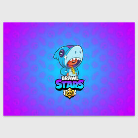 Поздравительная открытка с принтом BRAWL STARS LEON SHARK в Белгороде, 100% бумага | плотность бумаги 280 г/м2, матовая, на обратной стороне линовка и место для марки
 | Тематика изображения на принте: brawl stars | bull | colt | crow | leon | leon shark | shark | stars | акула | берли | ворон | динамайк | кольт | леон | леон акула | нита | спайк | шелли | эль примо