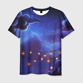 Мужская футболка 3D с принтом НОВОГОДНЯЯ НОЧЬ в Белгороде, 100% полиэфир | прямой крой, круглый вырез горловины, длина до линии бедер | star | stars | texture | вечер | вечерние иллюстрации | звезда | звезды | ночной пейзаж | ночные | ночь | природа | прогулки | текстуры