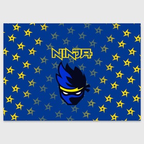 Поздравительная открытка с принтом FORTNITE NINJA в Белгороде, 100% бумага | плотность бумаги 280 г/м2, матовая, на обратной стороне линовка и место для марки
 | Тематика изображения на принте: fnchap2 | fortnite | fortnite 2 | fortnite x | marshmello | ninja | ninja hyper streamer | ninja streamer | streamer | tyler blevins | маршмелло | ниндзя | фортнайт | фортнайт 2 | фортнайт глава 2