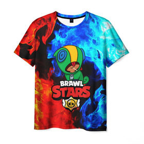 Мужская футболка 3D с принтом BRAWL STARS LEON в Белгороде, 100% полиэфир | прямой крой, круглый вырез горловины, длина до линии бедер | android | brawl stars | games | leon | mobile | stars | игры | леон | мобильные игры