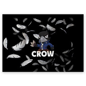 Поздравительная открытка с принтом Brawl Stars CROW в Белгороде, 100% бумага | плотность бумаги 280 г/м2, матовая, на обратной стороне линовка и место для марки
 | brawl | brawl stars | crow | leon | stars | бравл | бравл старс | браво старс | ворон | ворона | игра | компьютерная | кров | леон | онлайн | старс