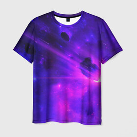 Мужская футболка 3D с принтом Метеориты в Белгороде, 100% полиэфир | прямой крой, круглый вырез горловины, длина до линии бедер | galaxy | nasa | nebula | space | star | абстракция | вселенная | галактика | звезда | звезды | космический | наса | огонь | планеты