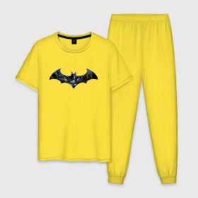 Мужская пижама хлопок с принтом Batman в Белгороде, 100% хлопок | брюки и футболка прямого кроя, без карманов, на брюках мягкая резинка на поясе и по низу штанин
 | bat man | batman | batman comics | caped crusader | comics | dark knight | shtatjl | бетмен | брюс уэйн | бэт мен | бэтмен | тёмный рыцарь