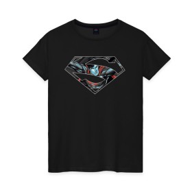 Женская футболка хлопок с принтом Superman в Белгороде, 100% хлопок | прямой крой, круглый вырез горловины, длина до линии бедер, слегка спущенное плечо | Тематика изображения на принте: clark kent | superman | кларк кент | супермен | супермэн