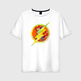 Женская футболка хлопок Oversize с принтом Flash в Белгороде, 100% хлопок | свободный крой, круглый ворот, спущенный рукав, длина до линии бедер
 | barry allen | dc | dc comics | flash | shtatflash | барри аллен | флеш | флэш