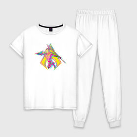 Женская пижама хлопок с принтом Aquaman в Белгороде, 100% хлопок | брюки и футболка прямого кроя, без карманов, на брюках мягкая резинка на поясе и по низу штанин | aquaman | arthur curry | dc | dc comics | shtatjl | аквамен | артур карри