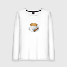 Женский лонгслив хлопок с принтом Кофе в Белгороде, 100% хлопок |  | кофе | напиток | рисунок | чашка | чашка кофе