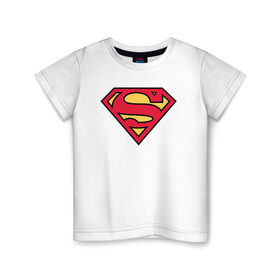 Детская футболка хлопок с принтом Superman logo в Белгороде, 100% хлопок | круглый вырез горловины, полуприлегающий силуэт, длина до линии бедер | clark kent | superman | кларк кент | супермен | супермэн