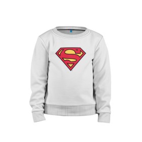 Детский свитшот хлопок с принтом Superman logo в Белгороде, 100% хлопок | круглый вырез горловины, эластичные манжеты, пояс и воротник | Тематика изображения на принте: clark kent | superman | кларк кент | супермен | супермэн