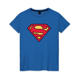 Женская футболка хлопок с принтом Superman logo в Белгороде, 100% хлопок | прямой крой, круглый вырез горловины, длина до линии бедер, слегка спущенное плечо | clark kent | superman | кларк кент | супермен | супермэн