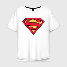 Мужская футболка хлопок Oversize с принтом Superman logo в Белгороде, 100% хлопок | свободный крой, круглый ворот, “спинка” длиннее передней части | clark kent | superman | кларк кент | супермен | супермэн