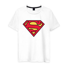 Мужская футболка хлопок с принтом Superman logo в Белгороде, 100% хлопок | прямой крой, круглый вырез горловины, длина до линии бедер, слегка спущенное плечо. | clark kent | superman | кларк кент | супермен | супермэн