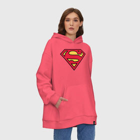 Худи SuperOversize хлопок с принтом Superman logo в Белгороде, 70% хлопок, 30% полиэстер, мягкий начес внутри | карман-кенгуру, эластичная резинка на манжетах и по нижней кромке, двухслойный капюшон
 | Тематика изображения на принте: clark kent | superman | кларк кент | супермен | супермэн