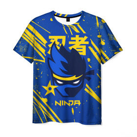 Мужская футболка 3D с принтом FORTNITE NINJA в Белгороде, 100% полиэфир | прямой крой, круглый вырез горловины, длина до линии бедер | chapter 2 | fortnite | fortnite ninja | ninja | игры | ниндзя | нинзя | сюрекен | фортнайт