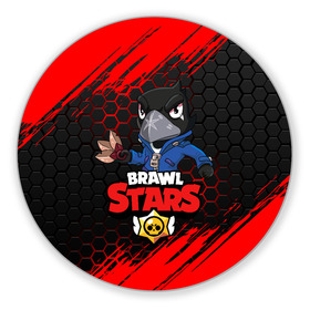 Коврик для мышки круглый с принтом BRAWL STARS  CROW / ВОРОН в Белгороде, резина и полиэстер | круглая форма, изображение наносится на всю лицевую часть | Тематика изображения на принте: 8 bit | 8 бит | brawl stars | bull | colt | crow | leon | leon shark | shark | stars | акула | берли | ворон | динамайк | кольт | леон | леон акула | нита | спайк | шелли | эль примо