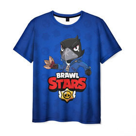 Мужская футболка 3D с принтом BRAWL STARS CROW в Белгороде, 100% полиэфир | прямой крой, круглый вырез горловины, длина до линии бедер | 8 bit | 8 бит | brawl stars | bull | colt | crow | leon | leon shark | shark | stars | акула | берли | ворон | динамайк | кольт | леон | леон акула | нита | спайк | шелли | эль примо