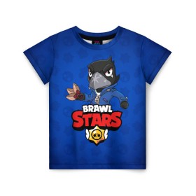 Детская футболка 3D с принтом BRAWL STARS CROW в Белгороде, 100% гипоаллергенный полиэфир | прямой крой, круглый вырез горловины, длина до линии бедер, чуть спущенное плечо, ткань немного тянется | 8 bit | 8 бит | brawl stars | bull | colt | crow | leon | leon shark | shark | stars | акула | берли | ворон | динамайк | кольт | леон | леон акула | нита | спайк | шелли | эль примо