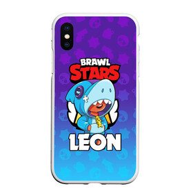 Чехол для iPhone XS Max матовый с принтом BRAWL STARS LEON SHARK в Белгороде, Силикон | Область печати: задняя сторона чехла, без боковых панелей | 8 bit | 8 бит | brawl stars | bull | colt | crow | leon | leon shark | shark | stars | акула | берли | ворон | динамайк | кольт | леон | леон акула | нита | спайк | шелли | эль примо