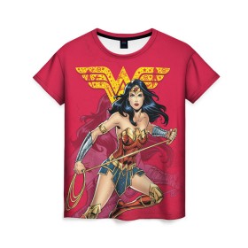 Женская футболка 3D с принтом Wonder Woman в Белгороде, 100% полиэфир ( синтетическое хлопкоподобное полотно) | прямой крой, круглый вырез горловины, длина до линии бедер | dc | dc comics | diana prince | shtatjl | wonder woman | вандер вуман | вондер вуман | диана принс | супер женщина | чудо женщина