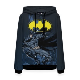 Женская толстовка 3D с принтом Batman в Белгороде, 100% полиэстер  | двухслойный капюшон со шнурком для регулировки, мягкие манжеты на рукавах и по низу толстовки, спереди карман-кенгуру с мягким внутренним слоем. | bat man | batman | batman comics | caped crusader | comics | dark knight | бетмен | брюс уэйн | бэт мен | бэтмен | тёмный рыцарь