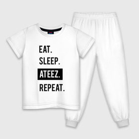 Детская пижама хлопок с принтом ЕСТЬ. СПАТЬ. ATEEZ. ПОВТОРИТЬ. в Белгороде, 100% хлопок |  брюки и футболка прямого кроя, без карманов, на брюках мягкая резинка на поясе и по низу штанин
 | ateez | bts | eat | exo | k pop | kpop | music | repeat | sleep | twice | бтс | к поп | кпоп | музыка | поп