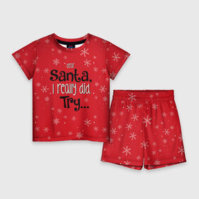 Детский костюм с шортами 3D с принтом Dear Santa в Белгороде,  |  | santa | дед мороз | каникулы | мороз | новогодний свитер | новый год | оливье | праздник | рождество | санта клаус | свитер новогодний | снег | снегурочка | снежинки