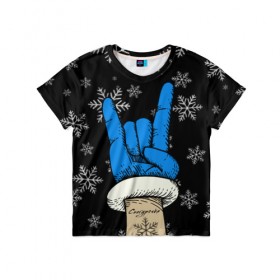 Детская футболка 3D с принтом Рок Снегурочка в Белгороде, 100% гипоаллергенный полиэфир | прямой крой, круглый вырез горловины, длина до линии бедер, чуть спущенное плечо, ткань немного тянется | happy new year | santa | дед мороз | каникулы | мороз | новогодний свитер | новый год | оливье | праздник | рождество | санта клаус | свитер новогодний | снег | снегурочка | снежинки