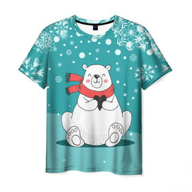 Мужская футболка 3D с принтом North bear в Белгороде, 100% полиэфир | прямой крой, круглый вырез горловины, длина до линии бедер | happy new year | santa | дед мороз | каникулы | мороз | новогодний свитер | новый год | оливье | праздник | рождество | санта клаус | свитер новогодний | снег | снегурочка | снежинки