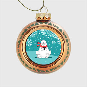 Стеклянный ёлочный шар с принтом North bear в Белгороде, Стекло | Диаметр: 80 мм | happy new year | santa | дед мороз | каникулы | мороз | новогодний свитер | новый год | оливье | праздник | рождество | санта клаус | свитер новогодний | снег | снегурочка | снежинки