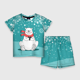 Детский костюм с шортами 3D с принтом North bear в Белгороде,  |  | happy new year | santa | дед мороз | каникулы | мороз | новогодний свитер | новый год | оливье | праздник | рождество | санта клаус | свитер новогодний | снег | снегурочка | снежинки