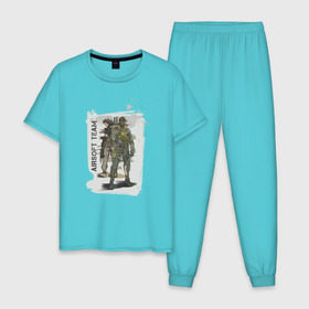 Мужская пижама хлопок с принтом Airsoft team в Белгороде, 100% хлопок | брюки и футболка прямого кроя, без карманов, на брюках мягкая резинка на поясе и по низу штанин
 | airsoft | оружие | снаряжение | страйкбол