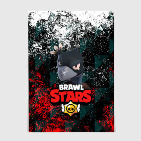 Постер с принтом BRAWL STARS CROW в Белгороде, 100% бумага
 | бумага, плотность 150 мг. Матовая, но за счет высокого коэффициента гладкости имеет небольшой блеск и дает на свету блики, но в отличии от глянцевой бумаги не покрыта лаком | android | brawl stars | crow | games | leon | mobile game | stars | бравл старс | ворон | игры | леон | мобильные игры