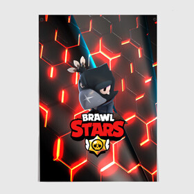 Постер с принтом BRAWL STARS CROW в Белгороде, 100% бумага
 | бумага, плотность 150 мг. Матовая, но за счет высокого коэффициента гладкости имеет небольшой блеск и дает на свету блики, но в отличии от глянцевой бумаги не покрыта лаком | android | brawl stars | crow | games | leon | mobile game | stars | бравл старс | ворон | игры | леон | мобильные игры