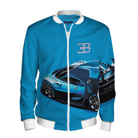 Мужской бомбер 3D с принтом Bugatti в Белгороде, 100% полиэстер | застегивается на молнию, по бокам два кармана без застежек, по низу бомбера и на воротнике - эластичная резинка | Тематика изображения на принте: bugatti | car | italy | motorsport | prestige | автомобиль | автоспорт | бугатти | италия | престиж