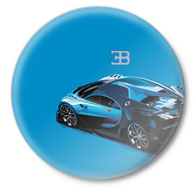 Значок с принтом Bugatti в Белгороде,  металл | круглая форма, металлическая застежка в виде булавки | bugatti | car | italy | motorsport | prestige | автомобиль | автоспорт | бугатти | италия | престиж