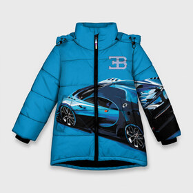 Зимняя куртка для девочек 3D с принтом Bugatti в Белгороде, ткань верха — 100% полиэстер; подклад — 100% полиэстер, утеплитель — 100% полиэстер. | длина ниже бедра, удлиненная спинка, воротник стойка и отстегивающийся капюшон. Есть боковые карманы с листочкой на кнопках, утяжки по низу изделия и внутренний карман на молнии. 

Предусмотрены светоотражающий принт на спинке, радужный светоотражающий элемент на пуллере молнии и на резинке для утяжки. | bugatti | car | italy | motorsport | prestige | автомобиль | автоспорт | бугатти | италия | престиж