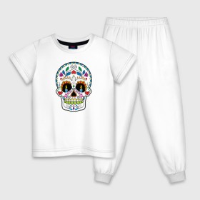 Детская пижама хлопок с принтом Skull - мексиканский череп в Белгороде, 100% хлопок |  брюки и футболка прямого кроя, без карманов, на брюках мягкая резинка на поясе и по низу штанин
 | 