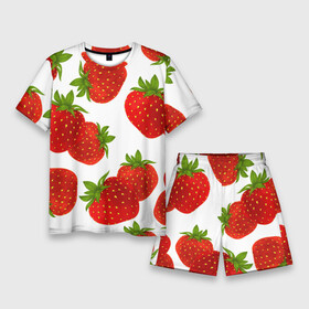 Мужской костюм с шортами 3D с принтом Клубника в Белгороде,  |  | Тематика изображения на принте: белый | варение | весна | витамин | жара | клубника | клубничка | коктель | красная | лето | микс | польза | помидор | сок | фон | фрукты | ягоды