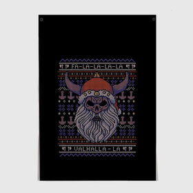 Постер с принтом Vikings Xmas Sweater в Белгороде, 100% бумага
 | бумага, плотность 150 мг. Матовая, но за счет высокого коэффициента гладкости имеет небольшой блеск и дает на свету блики, но в отличии от глянцевой бумаги не покрыта лаком | christmas | king | new | ragnar | skandinavia | snow | snowflakes | valhalla | vikings | xmas | year | вальхалла | викинги | год | король | новый | рагнар | рождество | скандинавия | снег