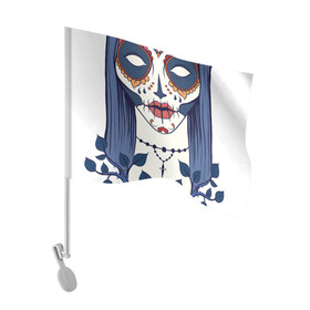 Флаг для автомобиля с принтом Мексиканский сахарный череп в Белгороде, 100% полиэстер | Размер: 30*21 см | day of the dead | dia de los muertos | gothic | halloween | skull | sugar skull | готика | день мертвых | женский череп | мексиканский череп | мистика | подарок | сахарный череп | хэллоуин