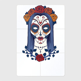 Магнитный плакат 2Х3 с принтом Мексиканский сахарный череп в Белгороде, Полимерный материал с магнитным слоем | 6 деталей размером 9*9 см | Тематика изображения на принте: day of the dead | dia de los muertos | gothic | halloween | skull | sugar skull | готика | день мертвых | женский череп | мексиканский череп | мистика | подарок | сахарный череп | хэллоуин