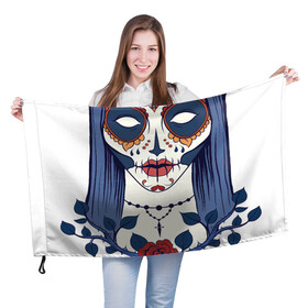 Флаг 3D с принтом Мексиканский сахарный череп в Белгороде, 100% полиэстер | плотность ткани — 95 г/м2, размер — 67 х 109 см. Принт наносится с одной стороны | day of the dead | dia de los muertos | gothic | halloween | skull | sugar skull | готика | день мертвых | женский череп | мексиканский череп | мистика | подарок | сахарный череп | хэллоуин